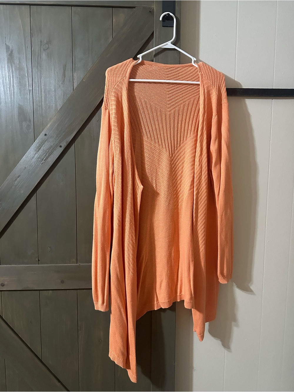 Lightweight Open-Front Peach Sweater Cardigan